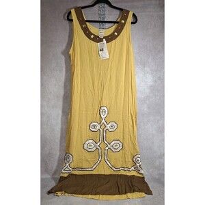 Freestyle Size 1X Mustard Color Indonesian  Dress With Design Bohemian